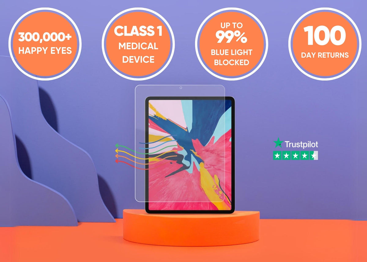Anti blue light screen protector for iPad